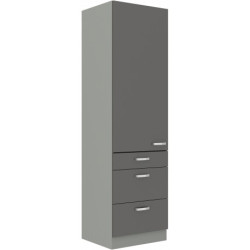 Vysoká potravinová skříňka 60 DKS-210 3S 1F - Premium box Barva korpusu: Šedá, Barva dvířek: Šedý lesk (Šedá)