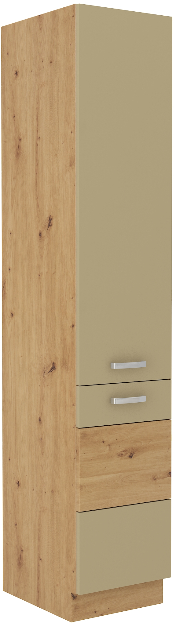 Vysoká potravinová skříňka Artisan 40 DK-210 2F Barva korpusu: Dub artisan, Barva dvířek: Cappucino lesk