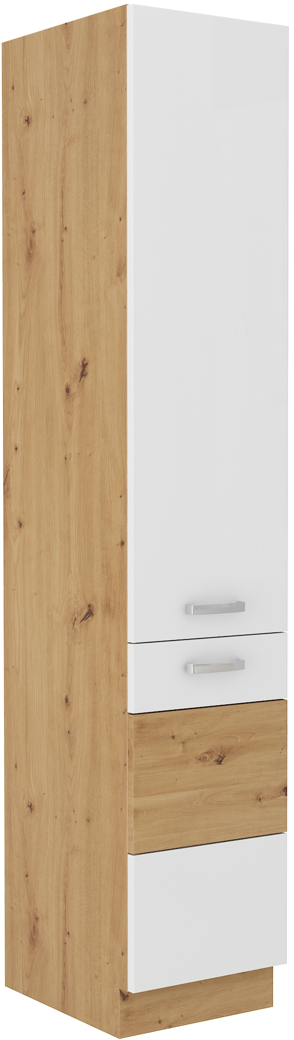 Vysoká potravinová skříňka Artisan 40 DK-210 2F Barva korpusu: Dub artisan, Barva dvířek: Bílý lesk