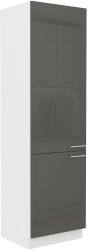 Vysoká potravinová skříňka Lara 60 DK-210 2F Barva korpusu: Bílá, Barva dvířek: Šedý lesk