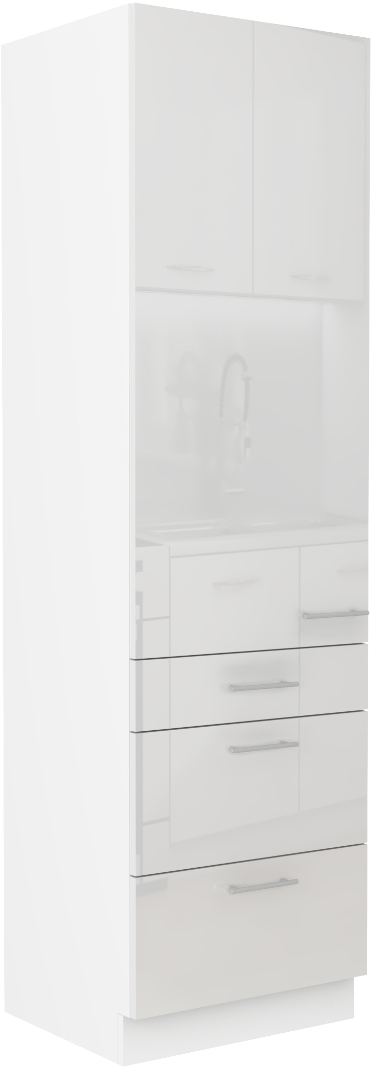 Vysoká potravinová skříňka Lara 60 DKS-210 3S 1F - Premium Box Barva korpusu: Bílá, Barva dvířek: Bílý lesk