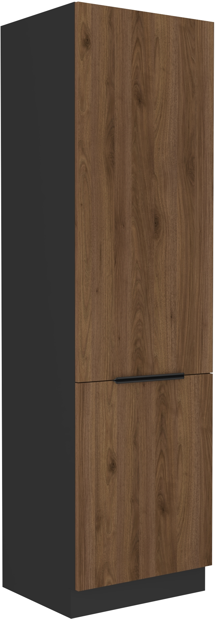 Vysoká potravinová skříňka Monza 60 DK-210 2F Barva korpusu: Černá, Barva dvířek: Ořech okapi