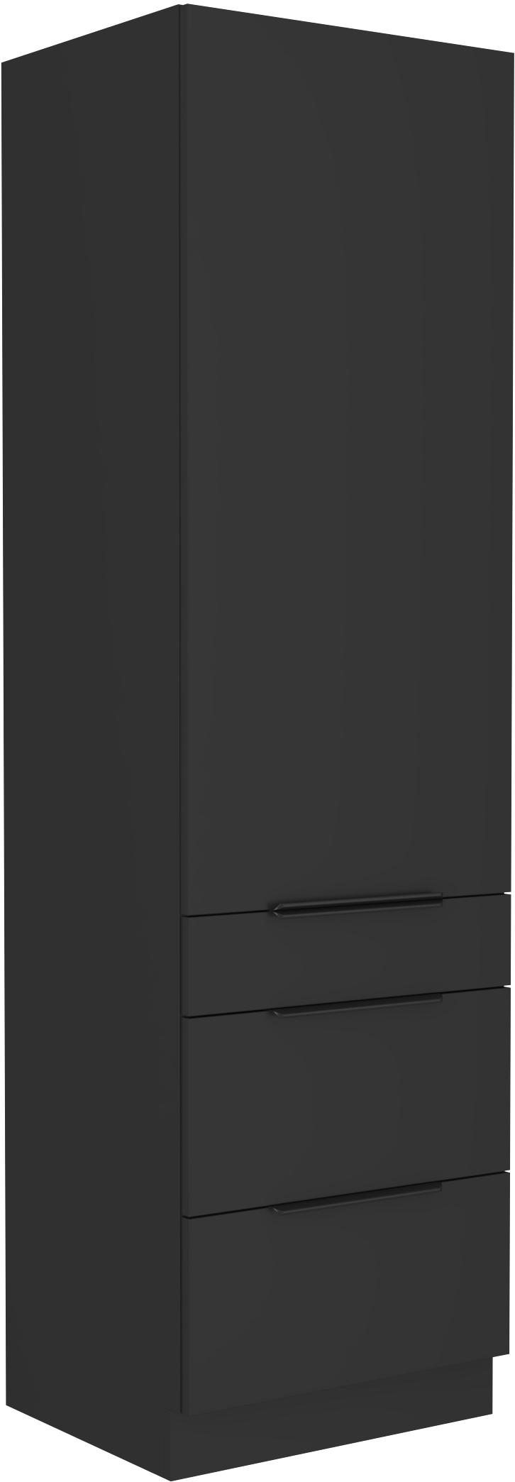 Vysoká potravinová skříňka Siena 60 DKS-210 3S1F - Premium Box Barva korpusu: Černá, Barva dvířek: Černá