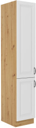 Vysoká potravinová skříňka Stilo 40 DK-210 2F Barva korpusu: Dub artisan, Barva dvířek: Bílá