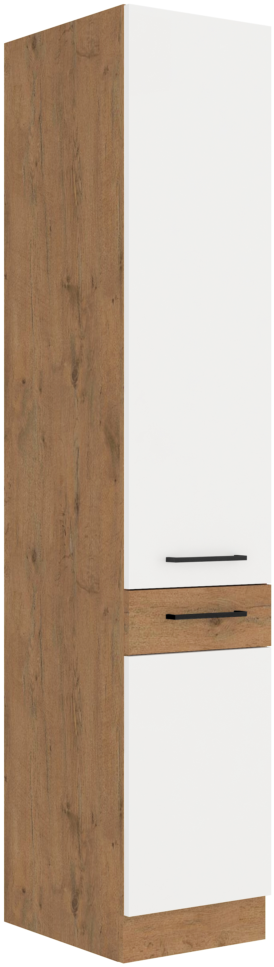 Vysoká potravinová skříňka Vigo 40 DK-210 2F Barva korpusu: Dub Lancelot, Barva dvířek: Bílý lesk