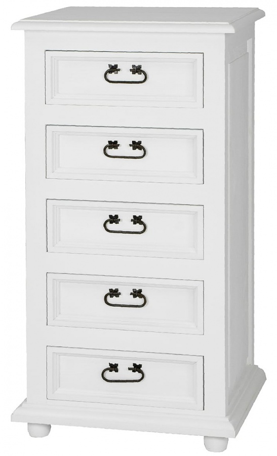 Vysoká selská komoda s šuplíky com 09 - k03 bílá patina