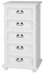 Vysoká selská komoda s šuplíky com 09 - k03 bílá patina