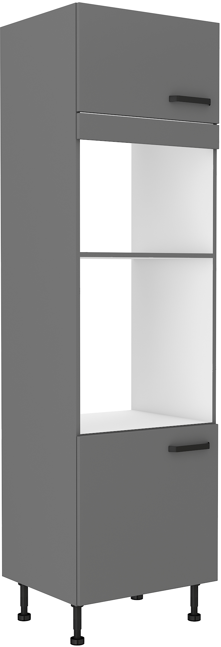 Vysoká skříňka na vestavnou a mikrovlnou troubu Nessa 60 DPM-215 2F Barva korpusu: Antracit, Barva dvířek: Antracit