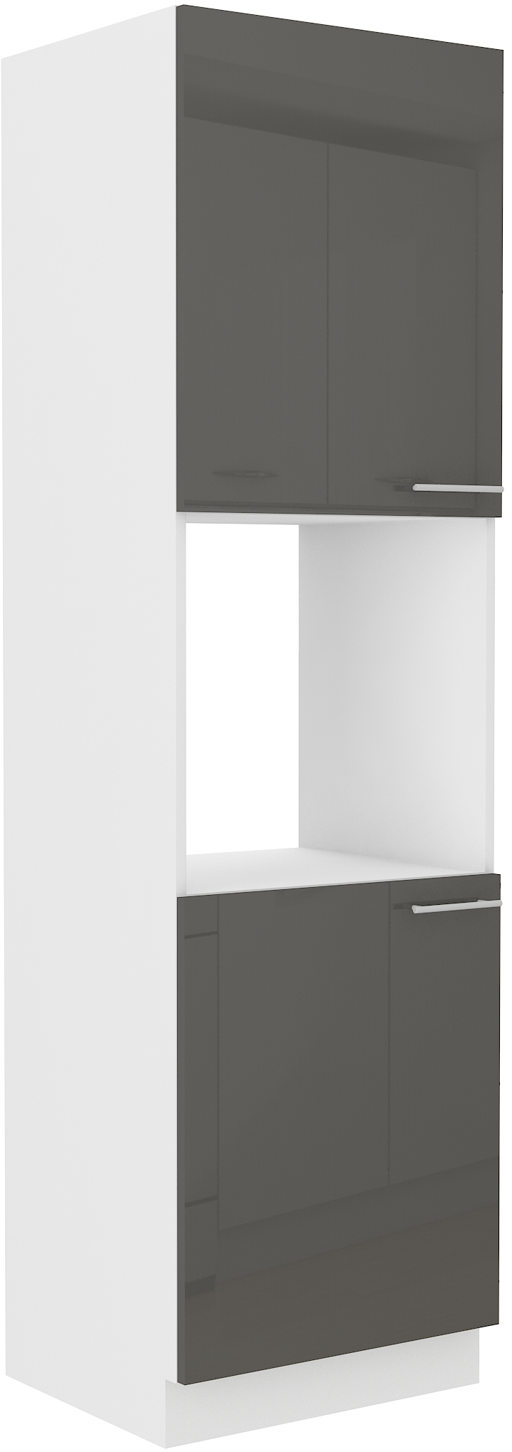 Vysoká skříňka na vestavnou troubu Lara 60 DP-210 2F Barva korpusu: Bílá, Barva dvířek: Šedý lesk