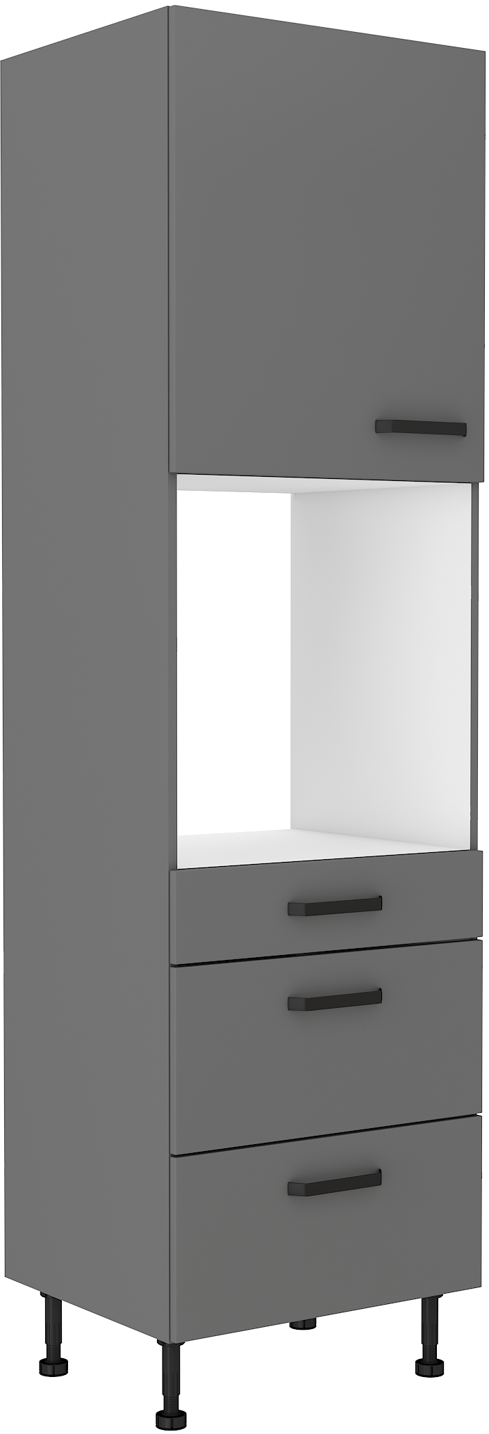 Vysoká skříňka na vestavnou troubu Nessa 60 DPS-215 3S1F - Premium Box Barva korpusu: Antracit, Barva dvířek: Antracit