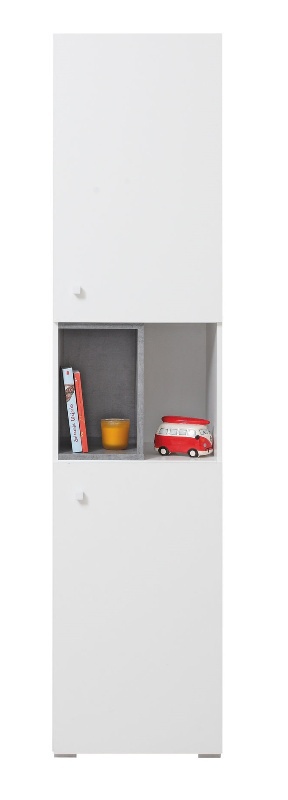 Vysoká skříňka omega - bílá/beton