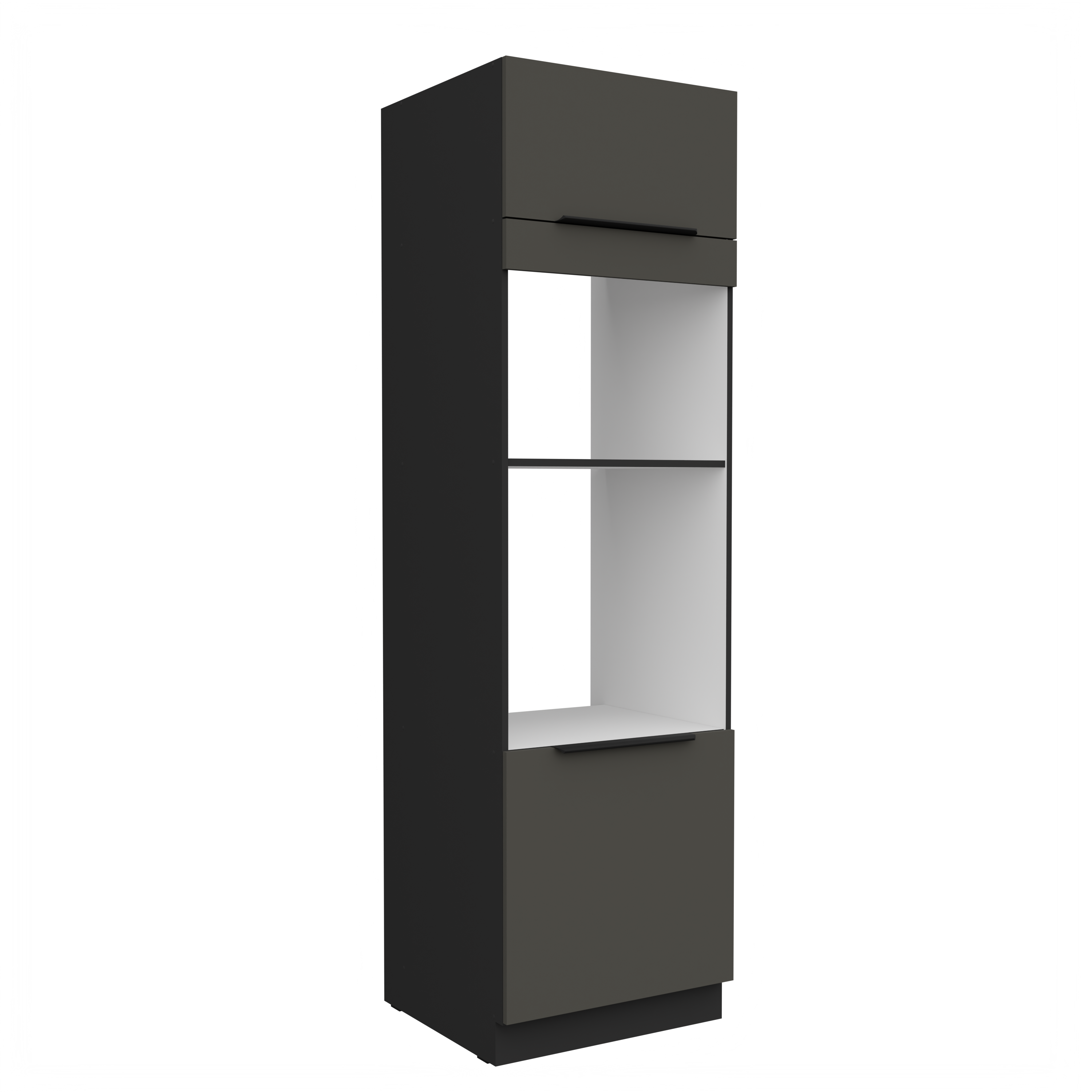 Vysoká skříňka pro vestavnou a mikrovlnou troubu Aria 60 DPM-210 2F Barva korpusu: Černá, Barva dvířek: GR - Graphite AFM