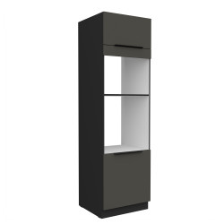 Vysoká skříňka pro vestavnou a mikrovlnou troubu Aria 60 DPM-210 2F Barva korpusu: Černá, Barva dvířek: GR - Graphite AFM