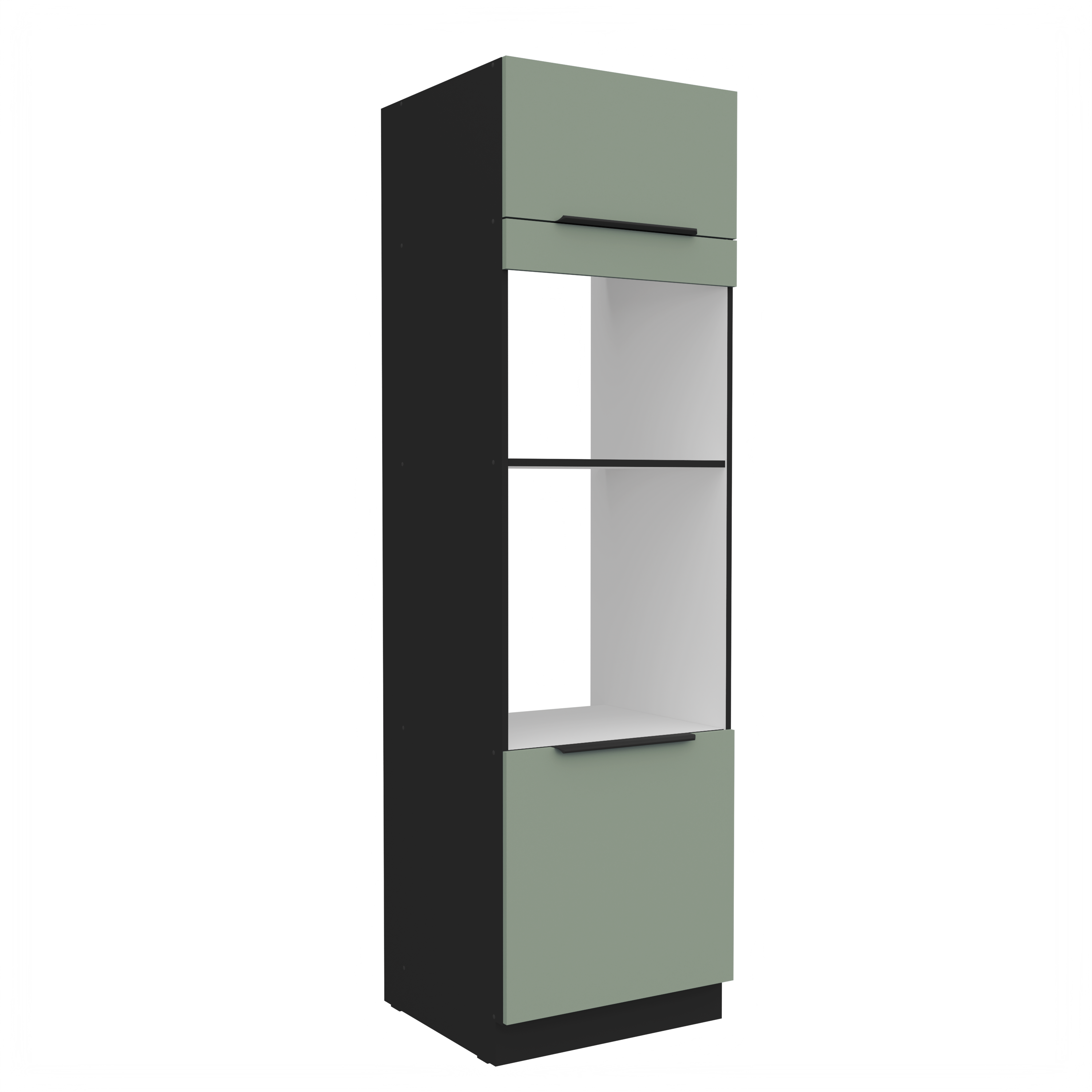 Vysoká skříňka pro vestavnou a mikrovlnou troubu Aria 60 DPM-210 2F Barva korpusu: Černá, Barva dvířek: SA - Aquamarine AFM