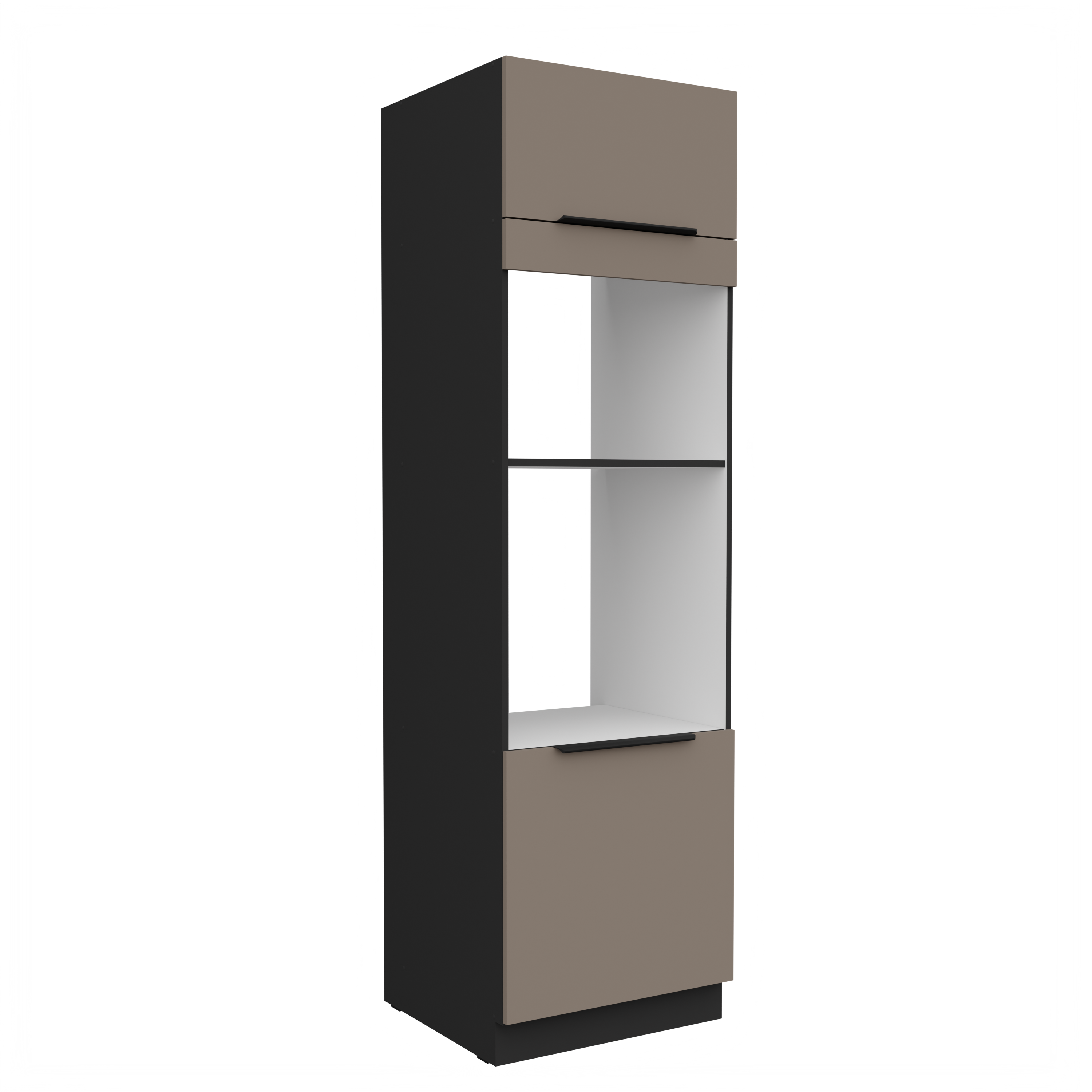 Vysoká skříňka pro vestavnou a mikrovlnou troubu Aria 60 DPM-210 2F Barva korpusu: Černá, Barva dvířek: TA - Sandgrau AFM
