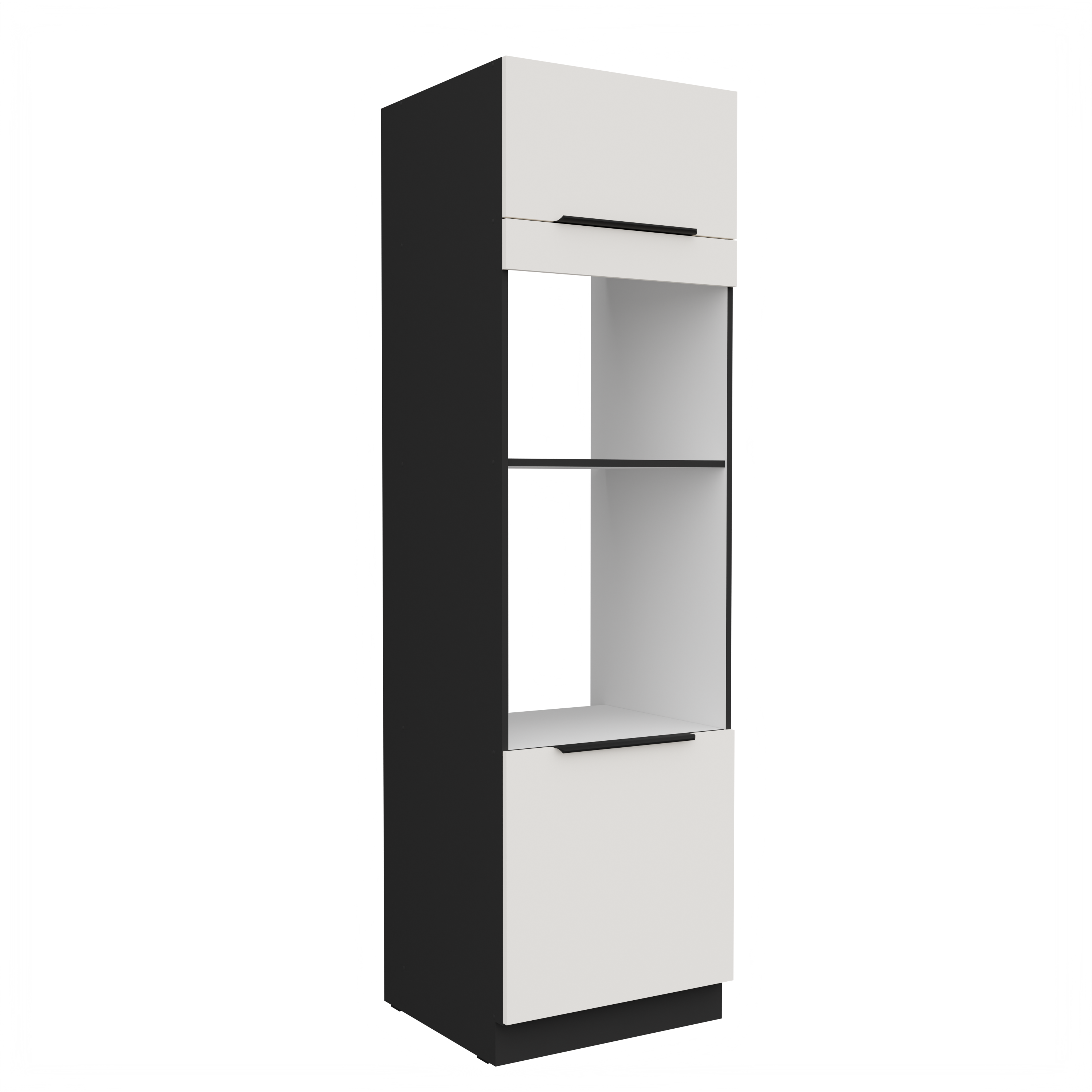 Vysoká skříňka pro vestavnou a mikrovlnou troubu Aria 60 DPM-210 2F Barva korpusu: Černá, Barva dvířek: WH - Crystal white AFM