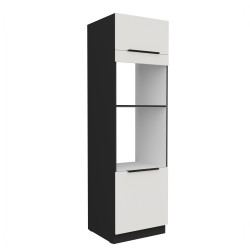 Vysoká skříňka pro vestavnou a mikrovlnou troubu Aria 60 DPM-210 2F Barva korpusu: Černá, Barva dvířek: WH - Crystal white AFM