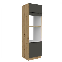Vysoká skříňka pro vestavnou a mikrovlnou troubu Aria 60 DPM-210 2F Barva korpusu: Dub artisan, Barva dvířek: GR - Graphite AFM