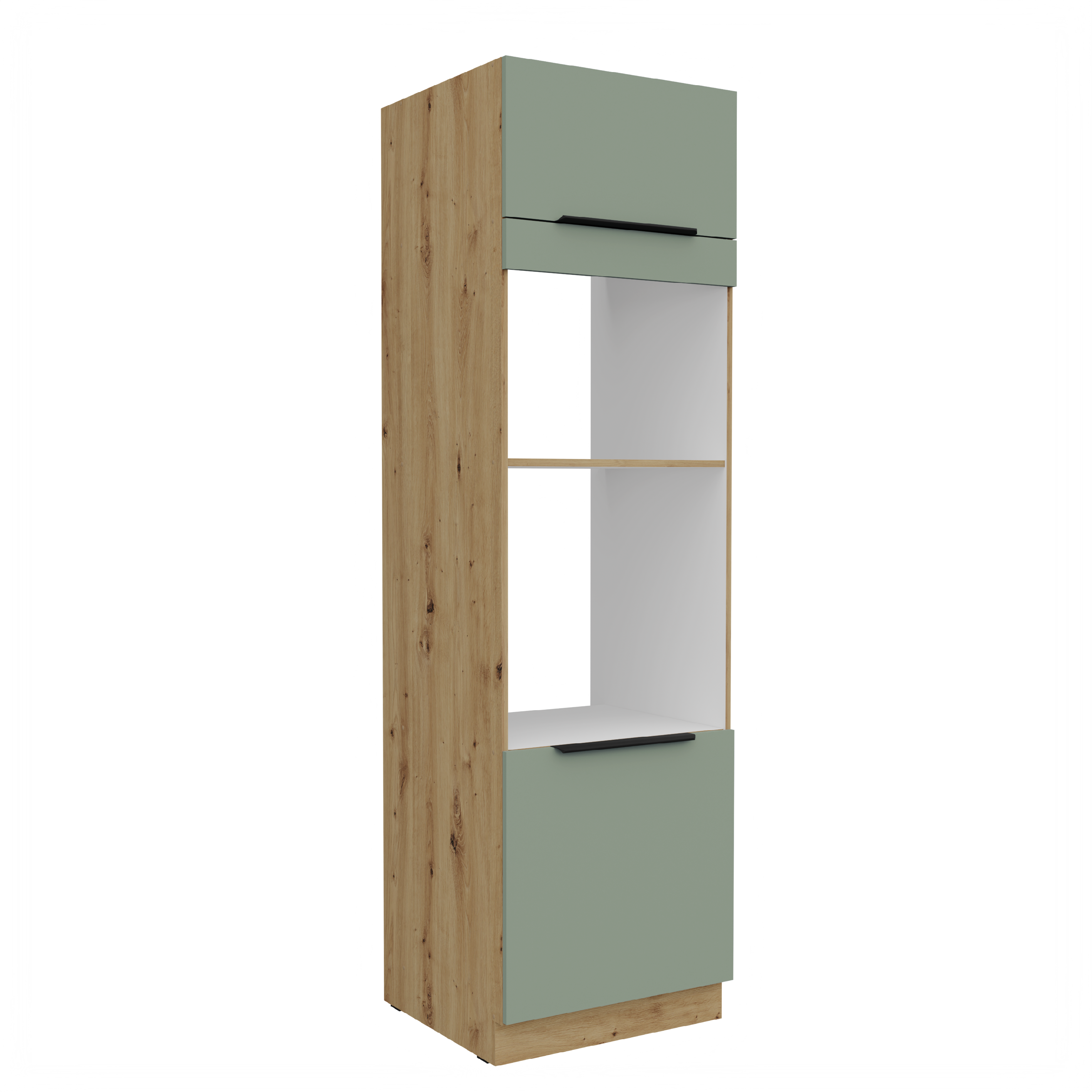 Vysoká skříňka pro vestavnou a mikrovlnou troubu Aria 60 DPM-210 2F Barva korpusu: Dub artisan, Barva dvířek: SA - Aquamarine AFM