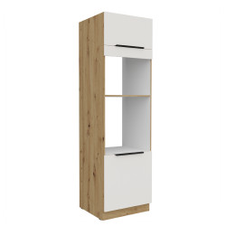 Vysoká skříňka pro vestavnou a mikrovlnou troubu Aria 60 DPM-210 2F Barva korpusu: Dub artisan, Barva dvířek: WH - Crystal white AFM