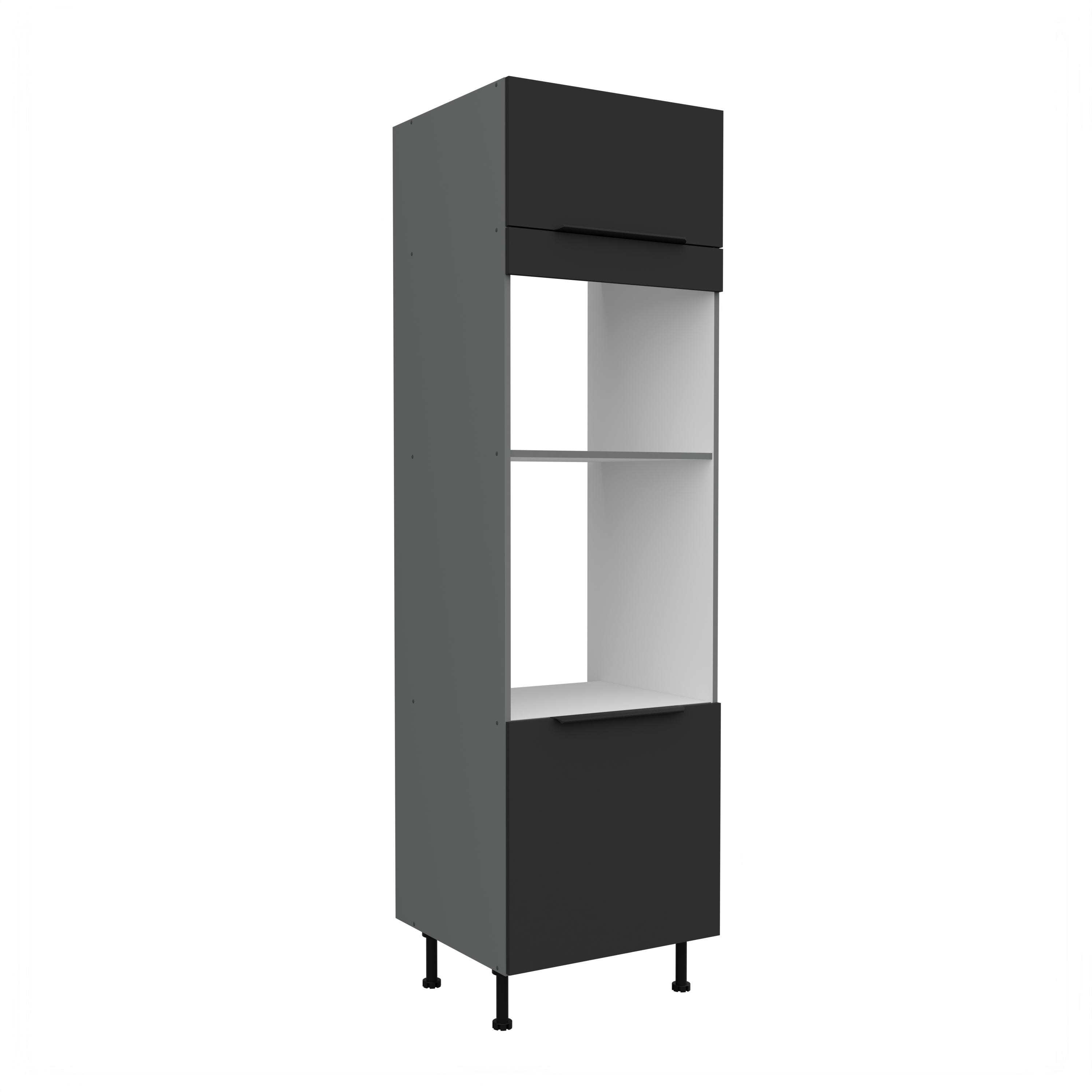 Vysoká skříňka pro vestavnou a mikrovlnou troubu Aria ANT 60 DPM-210 2F Barva korpusu: Antracit, Barva dvířek: BL - Black AFM