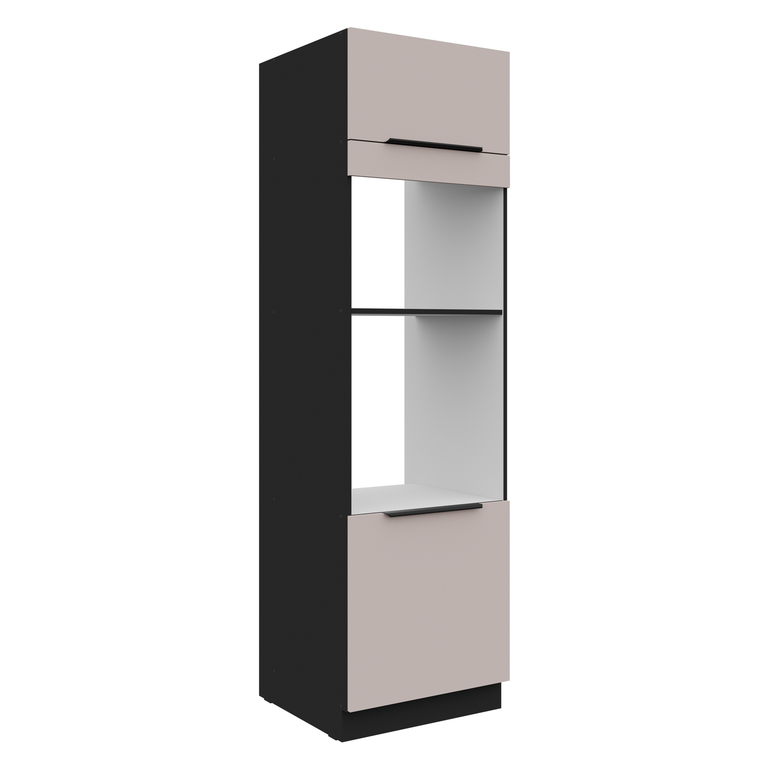 Vysoká skříňka pro vestavnou a mikrovlnou troubu Arona 60 DPM-210 2F Barva korpusu: Černá, Barva dvířek: Kašmír