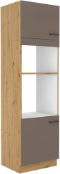 Vysoká skříňka pro vestavnou a mikrovlnou troubu Bolonia 60 DPM-210 2F Barva korpusu: Dub artisan, Barva dvířek: Truffle Grey