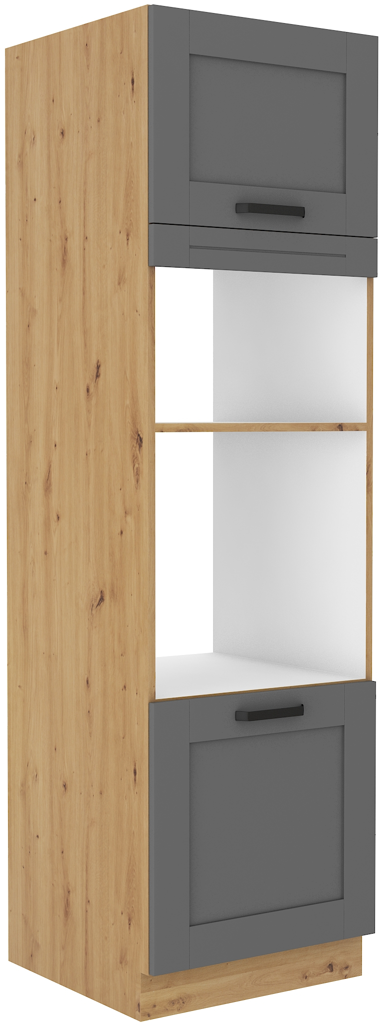 Vysoká skříňka pro vestavnou a mikrovlnou troubu Luna 60 DPM-210 2F Barva korpusu: Dub artisan, Barva dvířek: Dust Grey