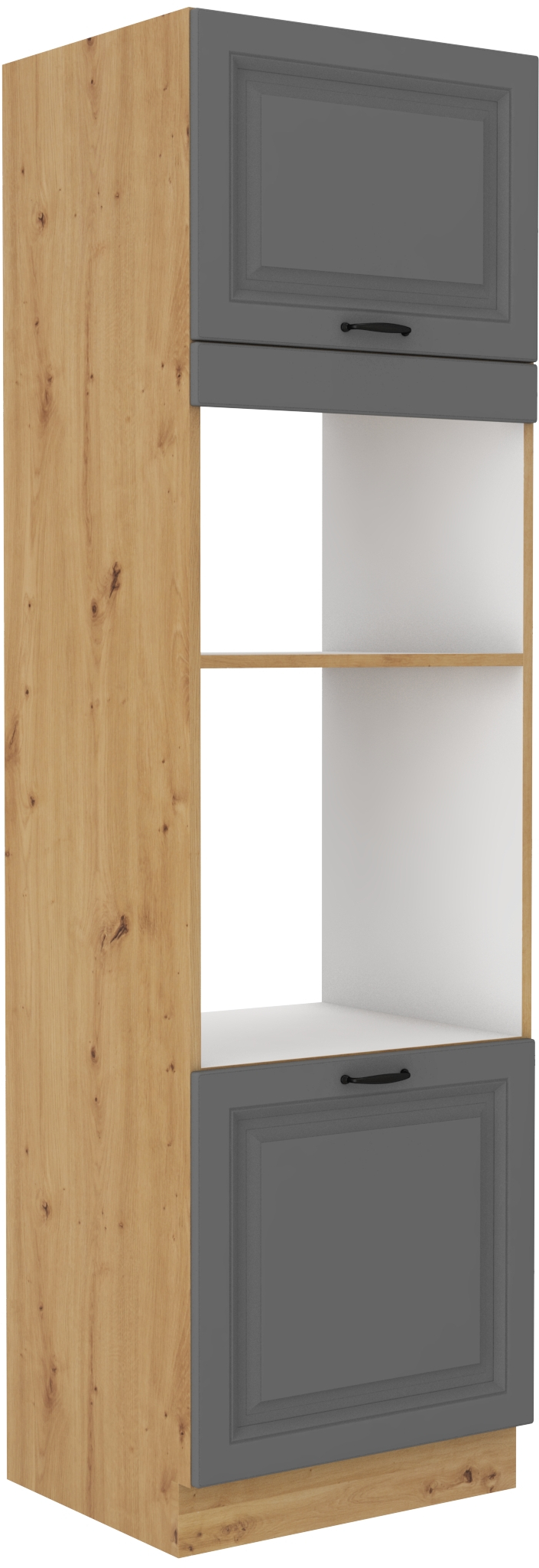 Vysoká skříňka pro vestavnou a mikrovlnou troubu Stilo 60 DPM-210 2F Barva korpusu: Dub artisan, Barva dvířek: Dust Grey