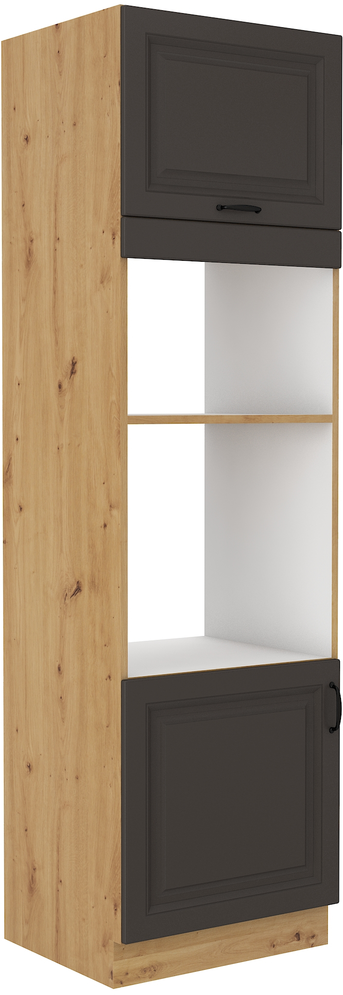 Vysoká skříňka pro vestavnou a mikrovlnou troubu Stilo 60 DPM-210 2F Barva korpusu: Dub artisan, Barva dvířek: Grafit