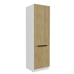 Vysoká skříňka pro vestavnou lednici Cremona 60 LO-210 2F Barva korpusu: Bílá, Barva dvířek: Dub Cremona