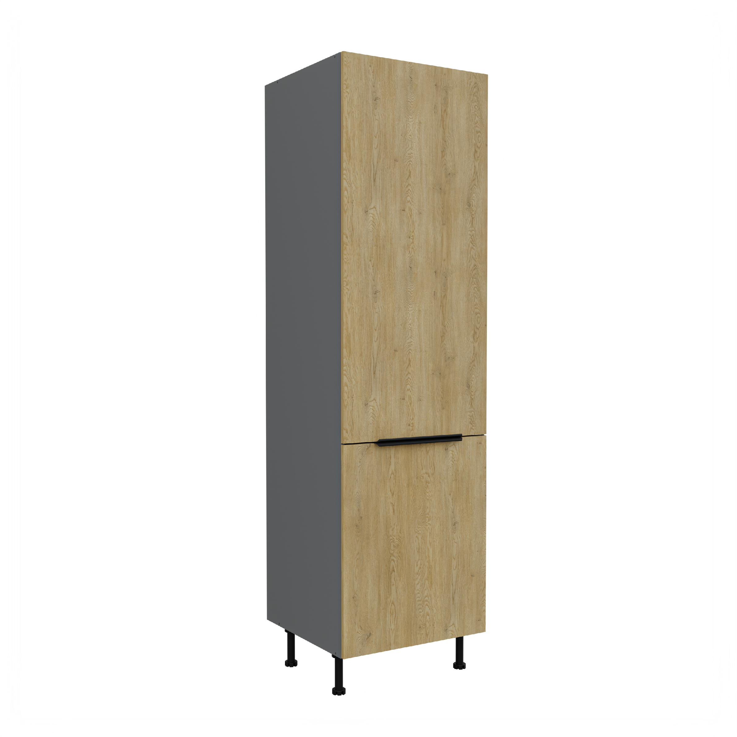 Vysoká skříňka pro vestavnou lednici Cremona ANT 60 LO-210 2F Barva korpusu: Antracit, Barva dvířek: Dub Cremona