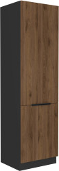 Vysoká skříňka pro vestavnou lednici Monza 60 LO-210 2F Barva korpusu: Černá, Barva dvířek: Ořech okapi