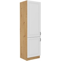 Vysoká skříňka pro vestavnou lednici Stilo 60 LO-210 2F Barva korpusu: Dub artisan, Barva dvířek: Bílá