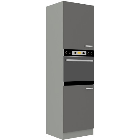 Vysoká skříňka pro vestavnou troubu 60 DP-210 2F Barva korpusu: Šedá, Barva dvířek: Šedý lesk (Šedá)