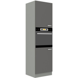 Vysoká skříňka pro vestavnou troubu 60 DP-210 2F Barva korpusu: Šedá, Barva dvířek: Šedý lesk (Šedá)