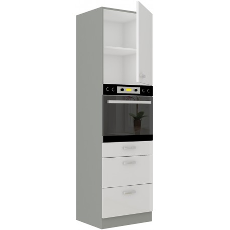 Vysoká skříňka pro vestavnou troubu 60 DPS-210 3S 1F - Premium Box Barva korpusu: Šedá, Barva dvířek: Bílý lesk (Blanka)