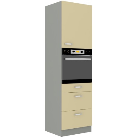Vysoká skříňka pro vestavnou troubu 60 DPS-210 3S 1F - Premium Box Barva korpusu: Šedá, Barva dvířek: Krémový lesk (Karmen)