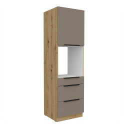 Vysoká skříňka pro vestavnou troubu Aria 60 DPS-210 3S 1F - Premium Box Barva korpusu: Dub artisan, Barva dvířek: TA - Sandgrau AFM