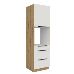 Vysoká skříňka pro vestavnou troubu Aria 60 DPS-210 3S 1F - Premium Box Barva korpusu: Dub artisan, Barva dvířek: WH - Crystal white AFM
