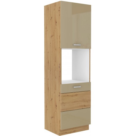 Vysoká skříňka pro vestavnou troubu Artisan 60 DP-210 2F Barva korpusu: Dub artisan, Barva dvířek: Cappucino lesk