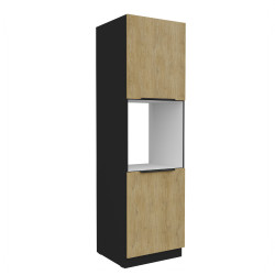 Vysoká skříňka pro vestavnou troubu Cremona 60 DP-210 2F Barva korpusu: Černá, Barva dvířek: Dub Cremona