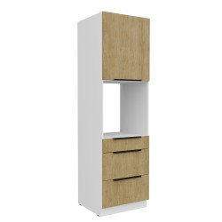 Vysoká skříňka pro vestavnou troubu Cremona 60 DPS-210 3S 1F - Premium Box Barva korpusu: Bílá, Barva dvířek: Dub Cremona