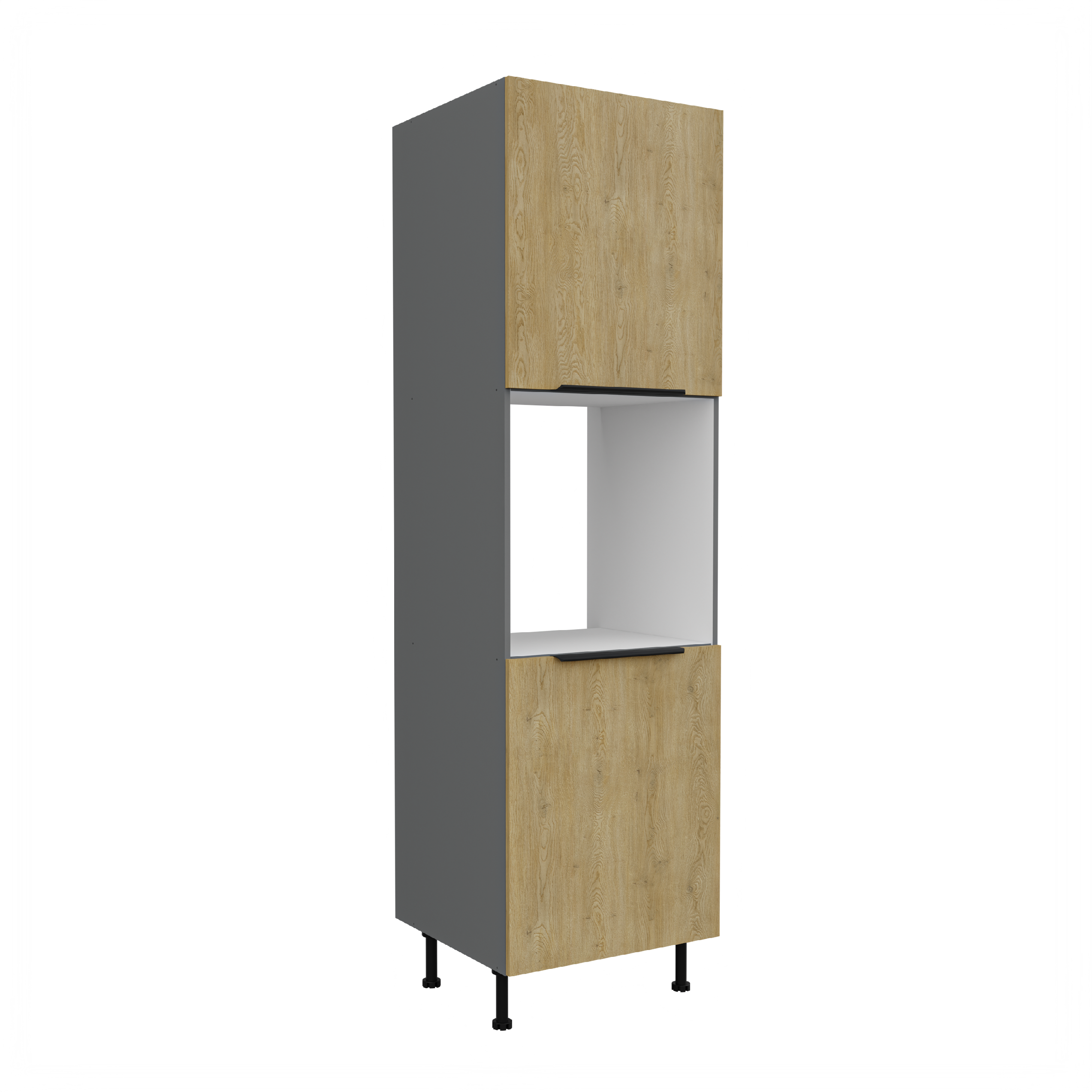 Vysoká skříňka pro vestavnou troubu Cremona ANT 60 DP-215 2F Barva korpusu: Antracit, Barva dvířek: Dub Cremona