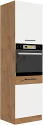 Vysoká skříňka pro vestavnou troubu Vigo 60 DP-210 2F Barva korpusu: Dub Lancelot, Barva dvířek: Bílý lesk