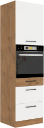 Vysoká skříňka pro vestavnou troubu Vigo 60 DPS-210 3S 1F - Premium Box Barva korpusu: Dub Lancelot, Barva dvířek: Bílý lesk