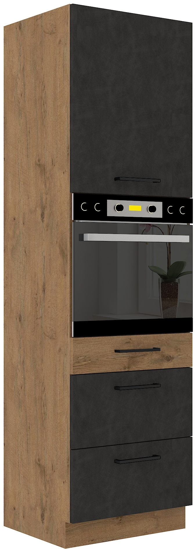 Vysoká skříňka pro vestavnou troubu Vigo 60 DPS-210 3S 1F - Premium Box Barva korpusu: Dub Lancelot, Barva dvířek: Matera matná