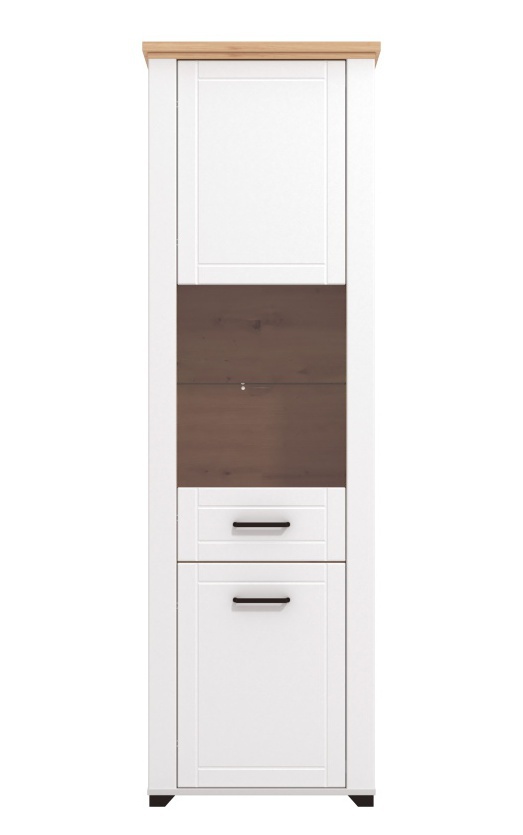 Vysoká vitrína bez osvětlení lotta - bílá/dub artisan