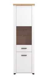 Vysoká vitrína bez osvětlení lotta - bílá/dub artisan