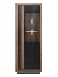 Vysoká vitrína pravá glory - černá/dub/lesk